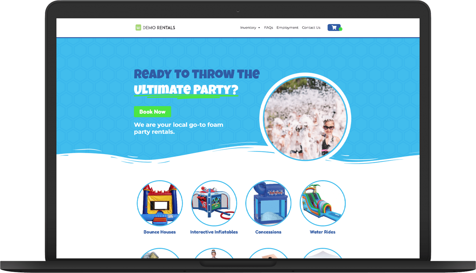 io foamparty laptop Website Themes